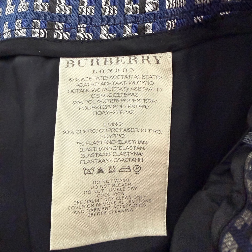 Burberry London Vintage Navy & Grey Geometric Plaid Pleated A-Line Mini Skirt - Picture 9 of 14